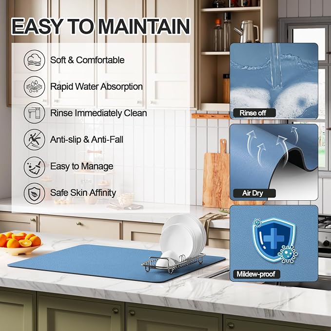 Ecotrim - Dish Drying Mat for Kitchen Counter | Coffee Bar Mat for Countertops - Image 3