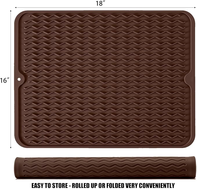 Silicone Dish Drying Mat, Non-Slip Easy Clean Sink Mat Large Heat-resistant - Image 2