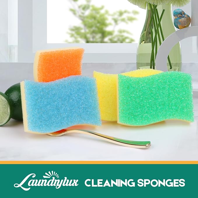 LAUNDRYLUX Scrub Sponge, 4 Pack Dual-Sided Temperature-Responsive Scrubber - Image 2