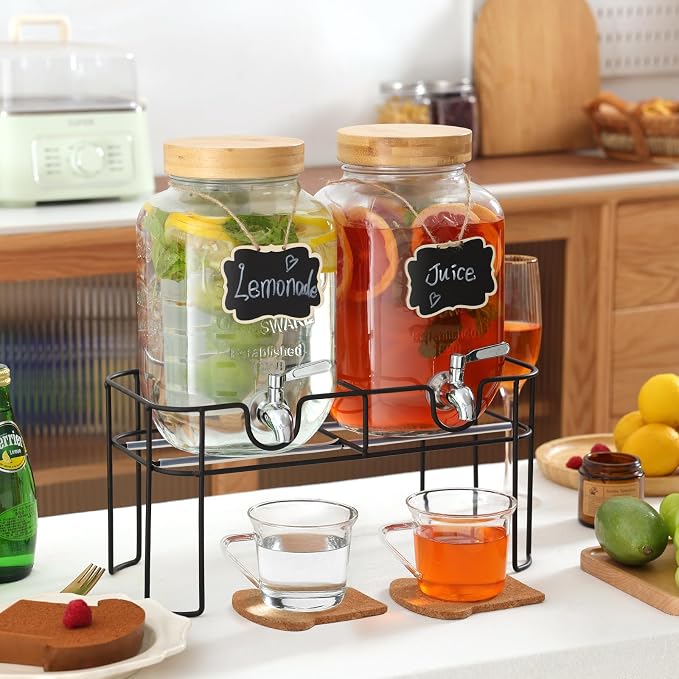 2 Pack 1 Gallon Glass Drink Dispenser - Image 6