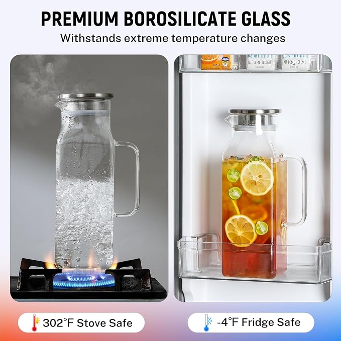 Netany 2 Pack 2.22 Liters/75 oz Square Glass Pitcher - Image 4