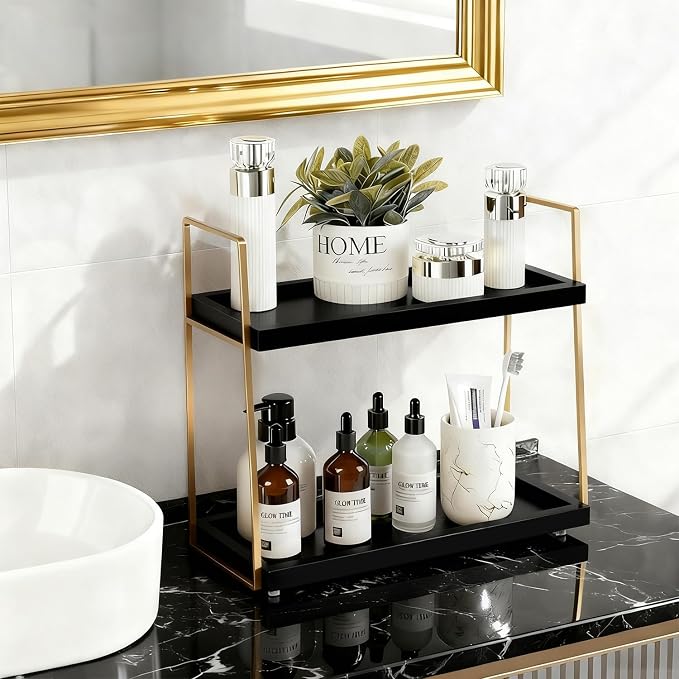 Coffee Bar Accessories, 2 Tier Large Wooden CoffeeBar Shelf - Image 6