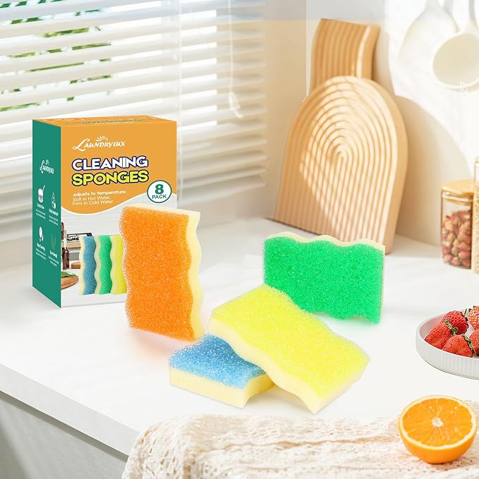 LAUNDRYLUX Scrub Sponge, 4 Pack Dual-Sided Temperature-Responsive Scrubber - Image 7