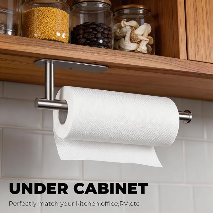 CUXIXA Paper Towel Holder Under Cabinet 2 Pack, Stainless Steel Paper Towel - Image 4