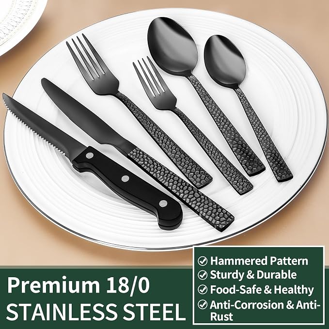 EWFEN 24-Piece Black Silverware Set - Image 5