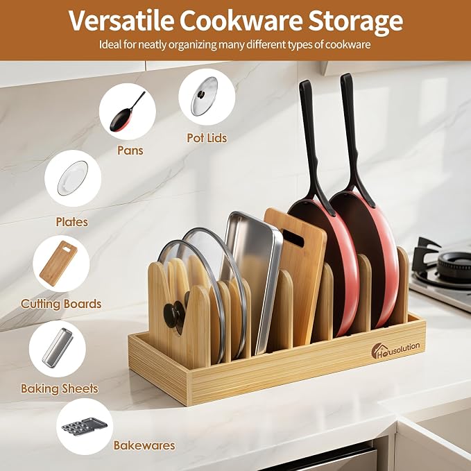 Housolution Bamboo Pot and Pan Organizer - Image 2