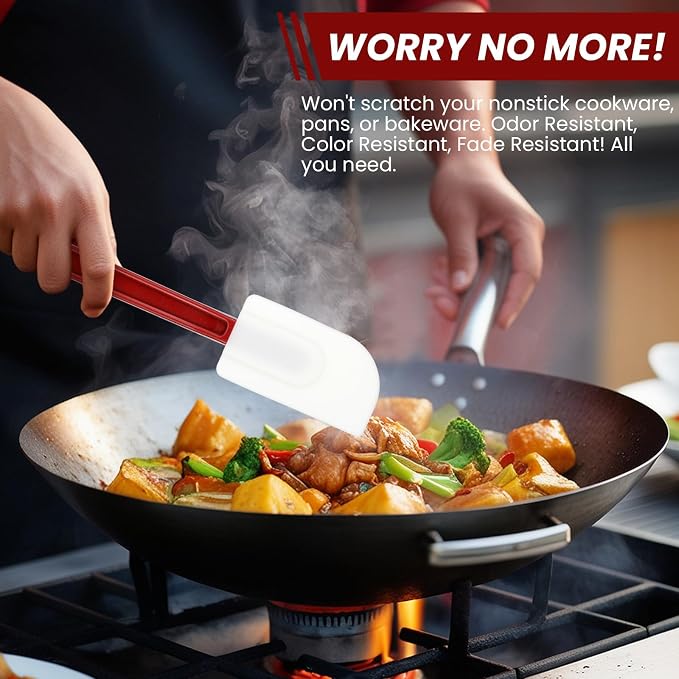 10 Pcs 10 Inch Flexible Rubber Spatulas, Silicone Spatula Set, Commercial Grade - Image 5