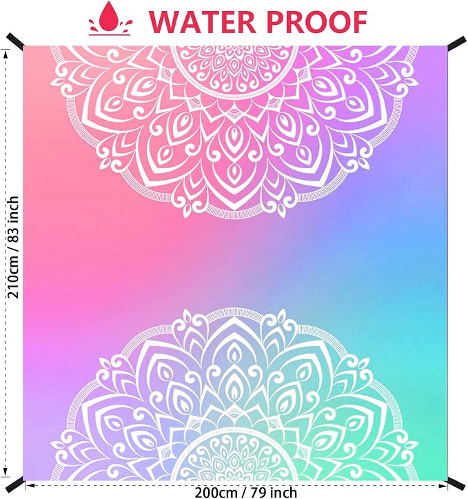 HIHOHO Beach Blanket Waterproof Sandproof Extra Large Beach Mat 79" X - Image 2