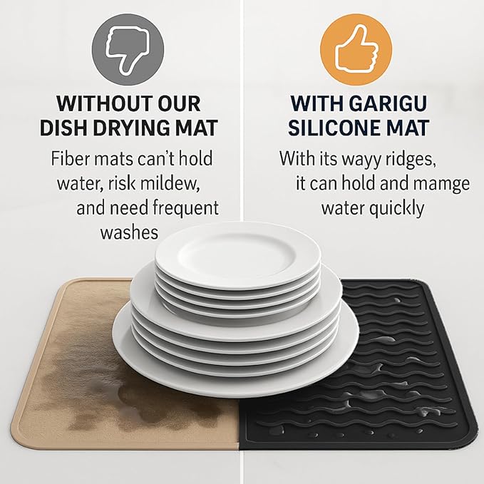 Silicone Drying Mat 16 × 12 – Black Non-Slip Sink Mat - Image 9