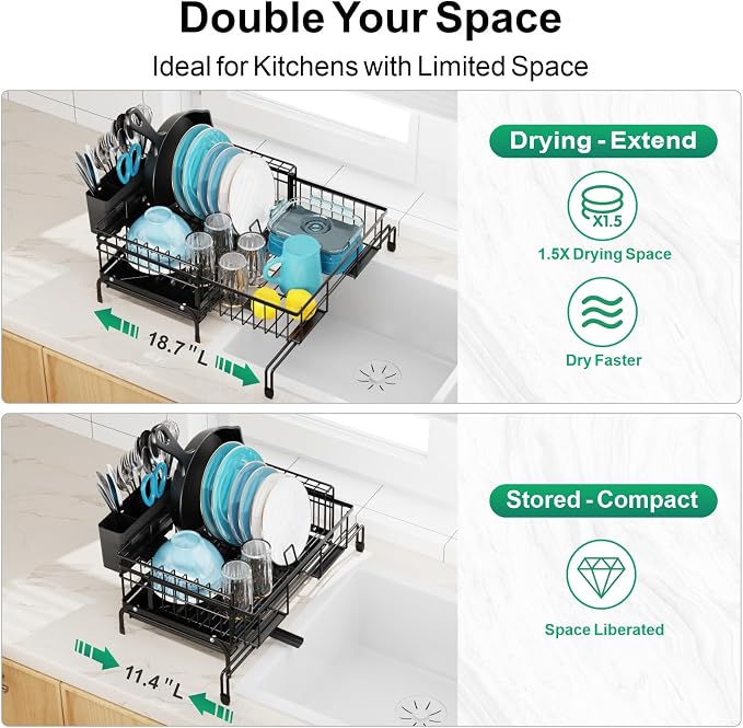 GSlife Expandable Dish Drying Rack - Image 3
