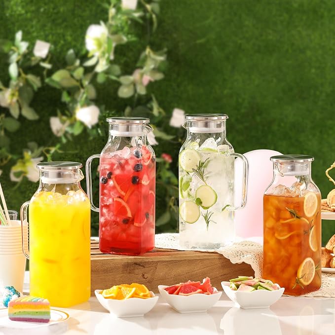 Netany 4 Pack 2 Liters/68 oz Square Glass Pitcher - Image 8