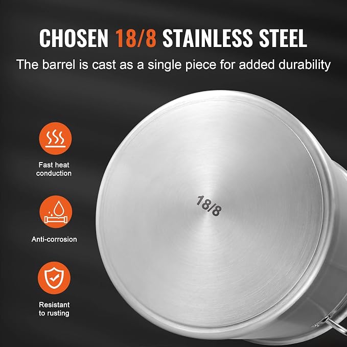 VEVOR 18/8 Stainless Steel Stockpot, 42QT Large Cooking Pots, Heavy Duty - Image 3