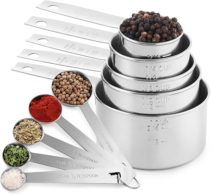 Stainless Steel Measuring Cups And Measuring Spoons 10-Piece Set, 5 Cups And 5 - Image 3