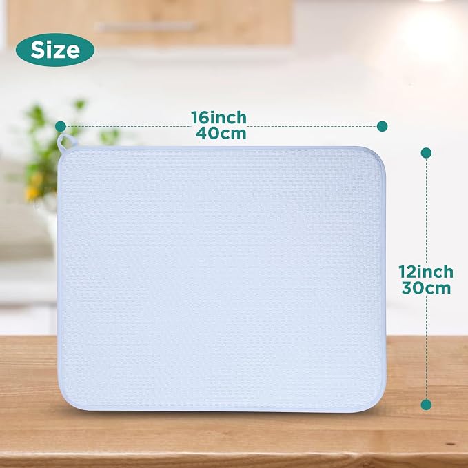 GeeRic 12 * 16 inch Microfiber Dish Drying Mat, Superb Absorbent Kitchen Dish - Image 2