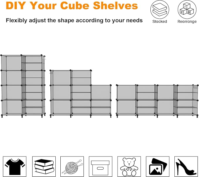 AWTATOS Closet Organizer 8 Cube Storage Shelves Clothes Organizers Stackable - Image 6