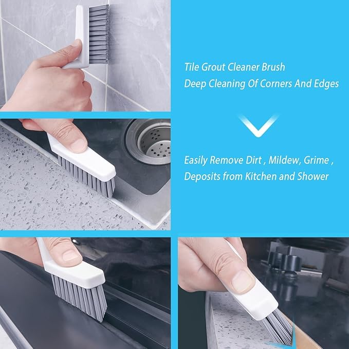 Lumkew Grout Cleaner Brush V Shape, Stiff Grout Cleaning Brushes - Image 2