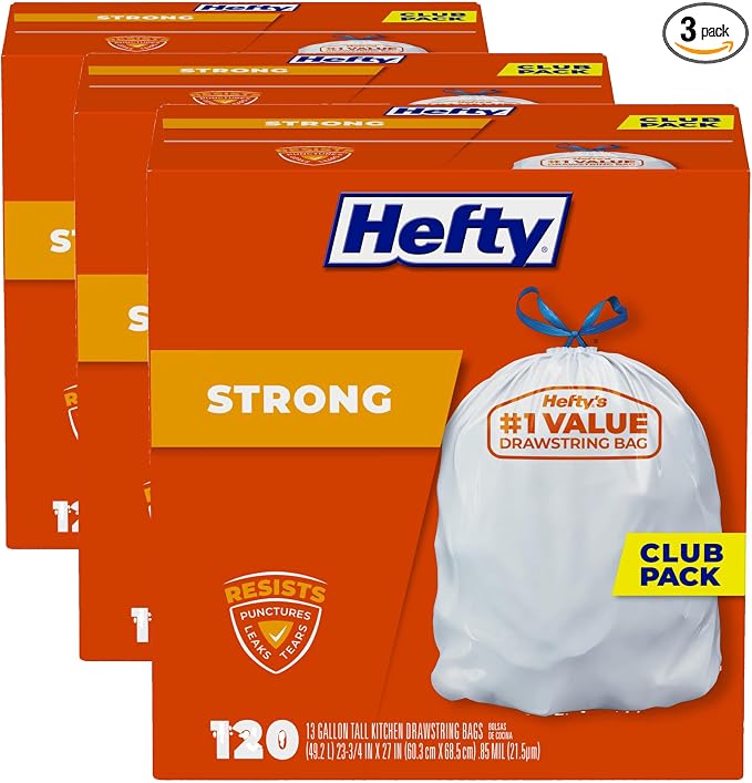 Hefty Strong White 13 Gallon Trash Bags by Hefty