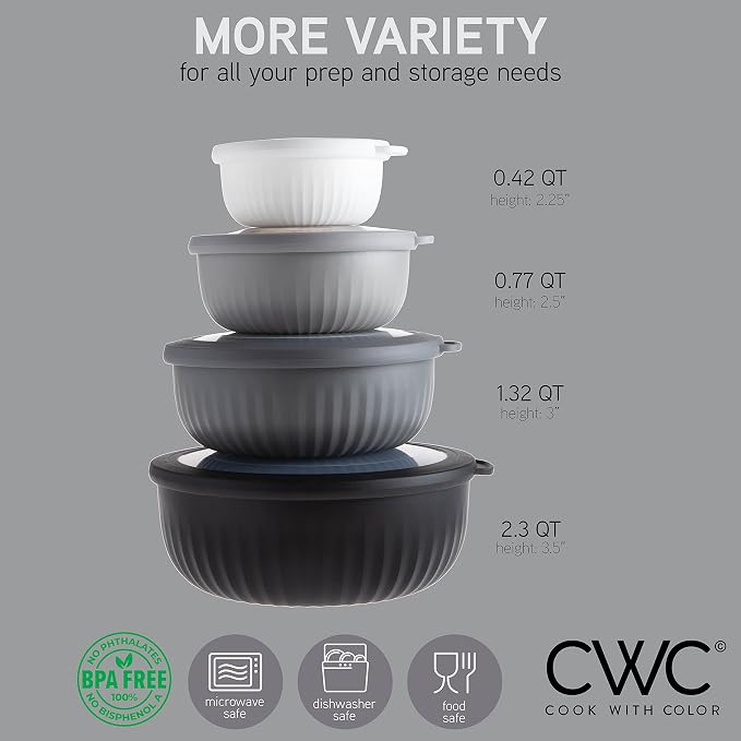 COOK WITH COLOR Prep Bowls with Lids- Wide and Deep Nesting Plastic Small - Image 2
