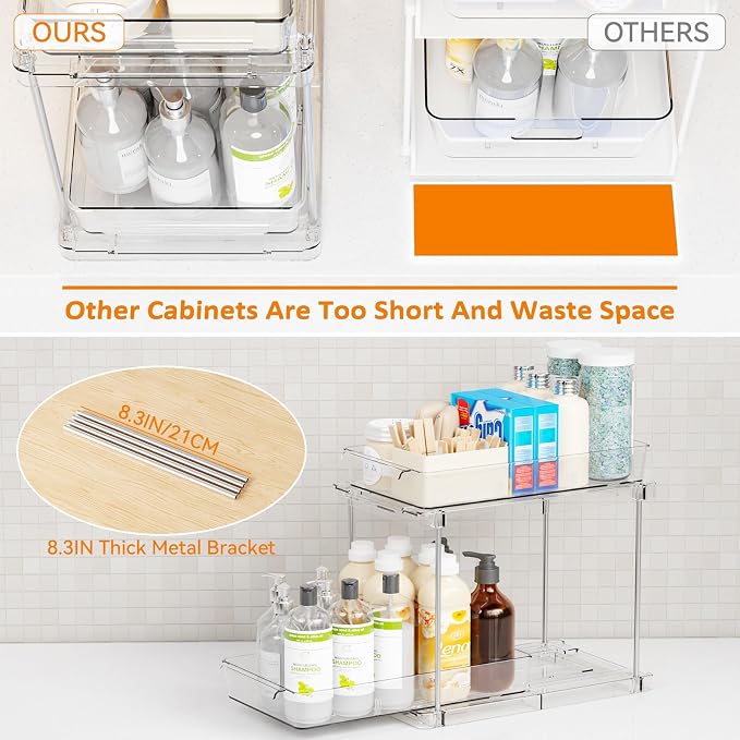 Yieach 2 Pack 10.6″ High Pull Out Medicine Cabinet Organizer - Image 5