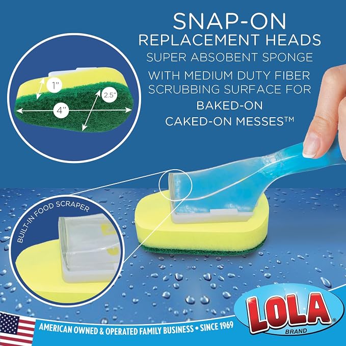 LOLA Soap Dispenser Dish Wand Sponge Head Refills, 2 Pack, Super Absorbent - Image 5