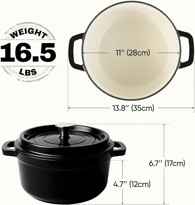 6.5 Quart Dutch Oven Pot with Lid, Non Stick Enameled Cast Iron Dutch Oven - Image 4