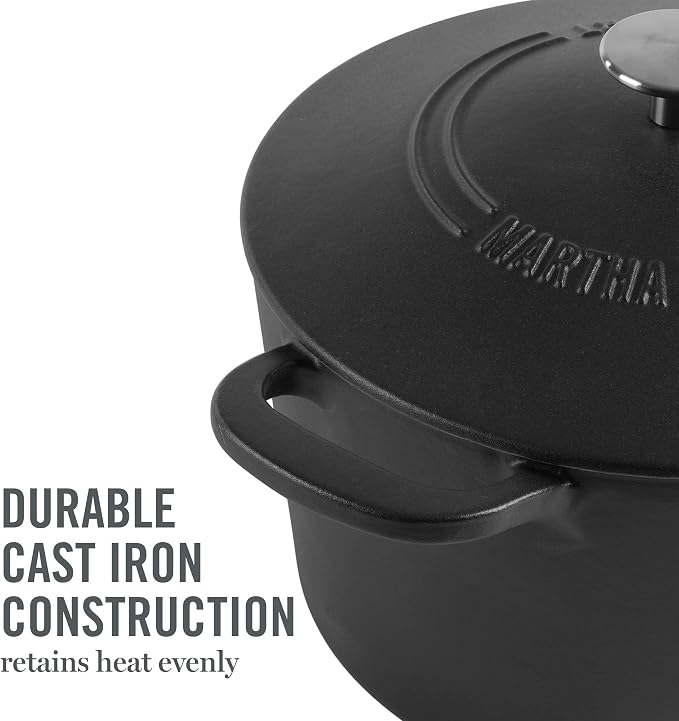 MARTHA STEWART Gatwick 7-Quart Enamel Cast Iron Dutch Oven Pot - Image 8
