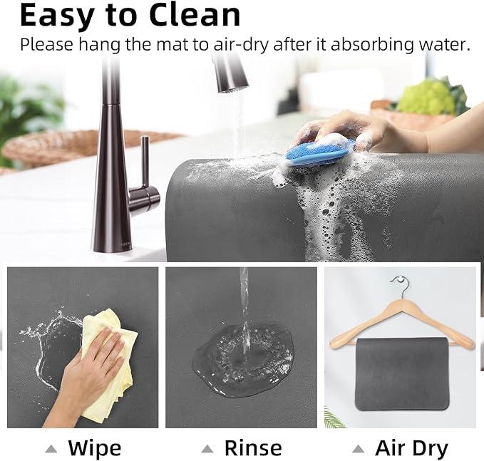 LOPNUR Kitchen Dish Drying Mat, Diatomite Coffee Mat, Super Absorbent Dish - Image 9