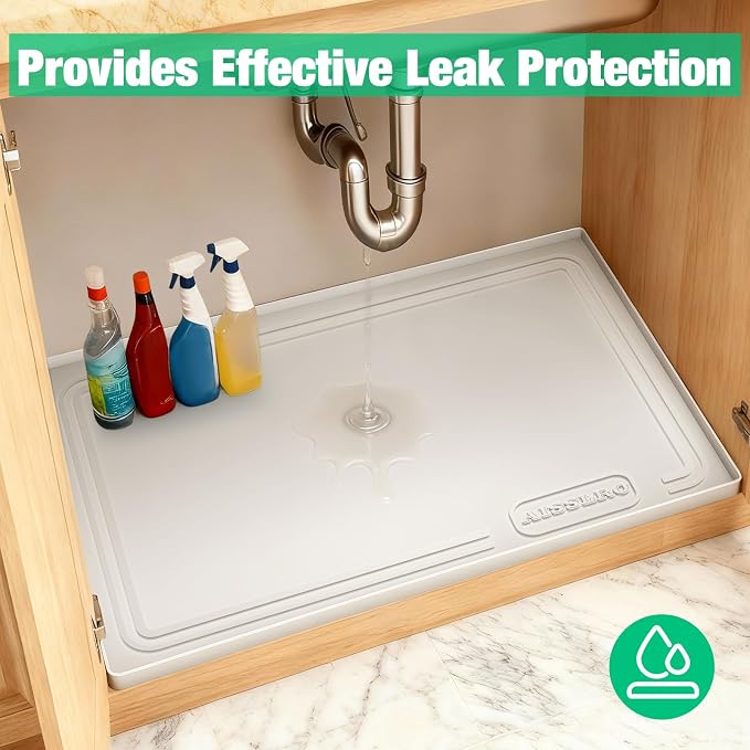 Aisslro Under Sink Mat 34" X 22", Waterproof Silicone Cabinet Organizer - Image 4