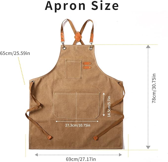Tosewever Canvas Cross Back Chef Cotton Aprons - Image 7