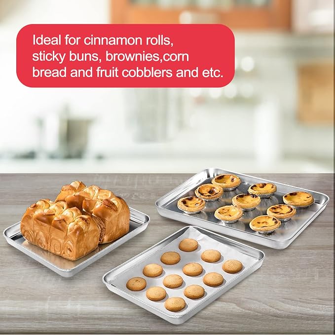 Baking Sheets for Oven, Stainless Steel Cookie Sheet Baking Pan Toaster Oven - Image 7