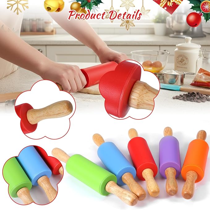10 Pcs Mini Rolling Pin, 9 Inch Small Silicone Rolling Pin - Image 3
