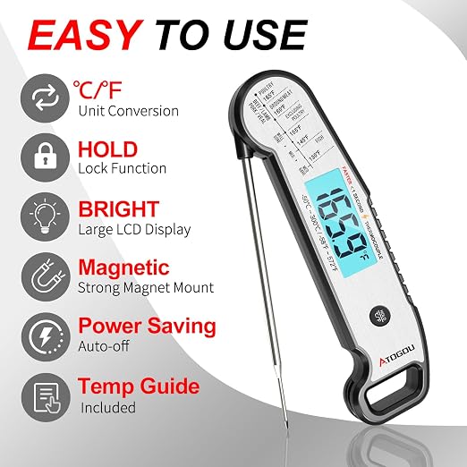 Atogou Meat Thermometer, Professional Food Thermometer, <1 Sec Instant Read - Image 7