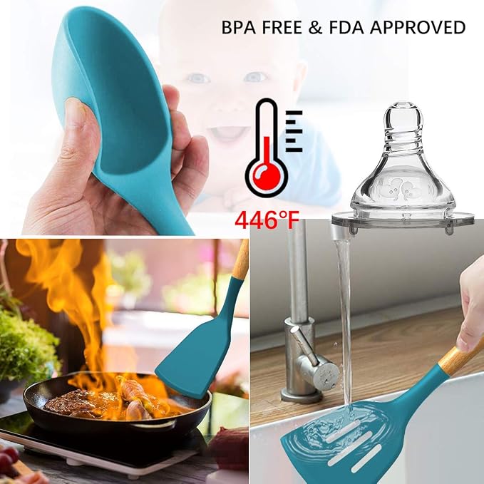 Umite Chef Kitchen Cooking Utensils Set, Silicone Kitchen Gadgets Utensil Set - Image 6