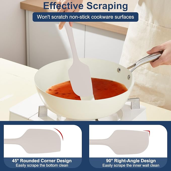 4 Pcs Silicone Spatula Set, 11.4 In, 600°F Heat Resistant Rubber Spatulas - Image 4