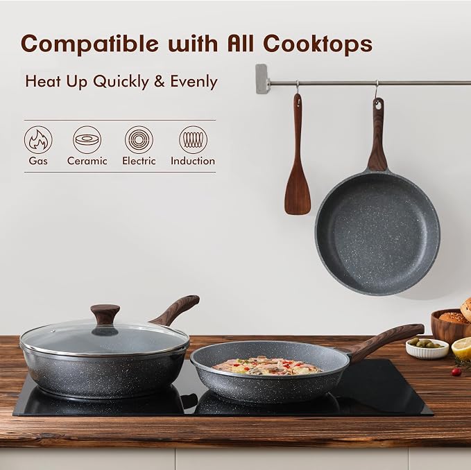SENSARTE Nonstick Frying Pan Skillets, Swiss Granite Coating Omelette Pans - Image 7