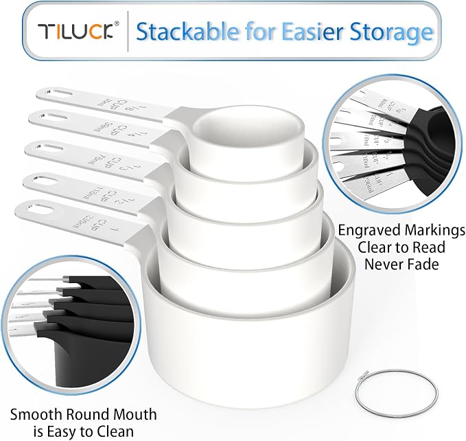 TILUCK Measuring Cups & Spoons Set, Stackable Cups and Spoons, Nesting Measure - Image 4