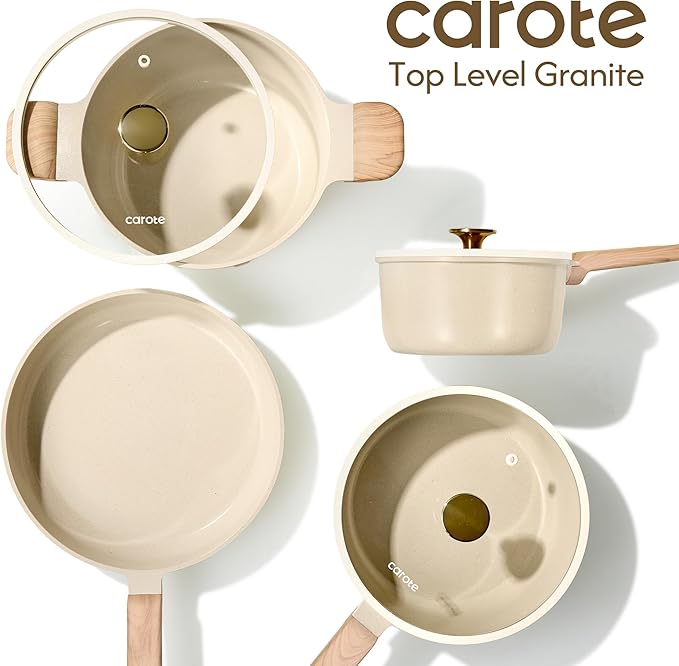 CAROTE 14Pcs Pots and Pans Set Non stick, Ceramic Cookware Set, Non-toxic - Image 7