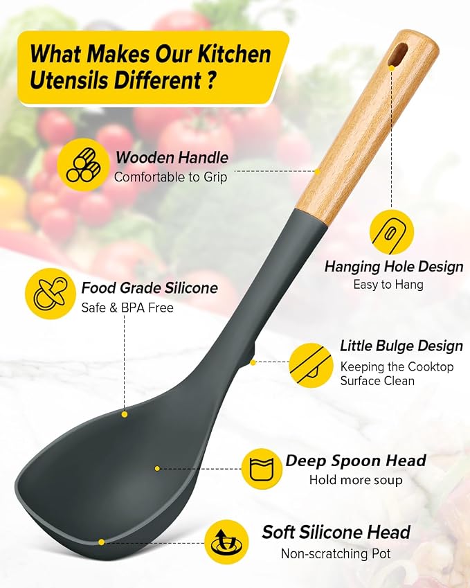 Silicone Soup Ladle and Spaghetti Spoon Set - Image 2