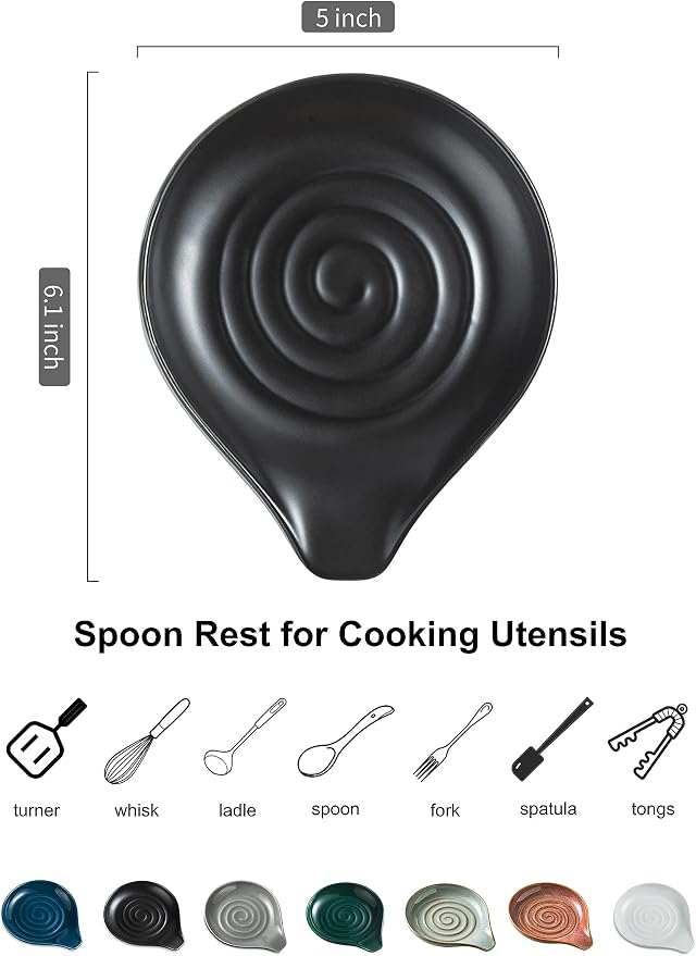 LAUCHUH Spoon Rest, 5 inches Cooking Spoon Holder - Image 3