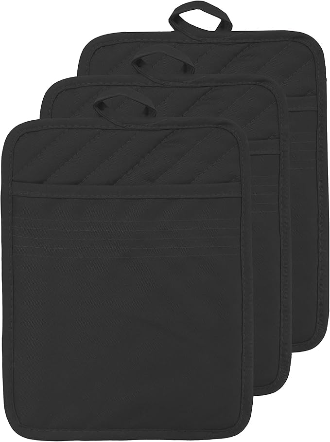 Oven Pot Holder with Pocket Cotton Heat Resistant Coaster Potholder Kitchen Hot by VEIKERY