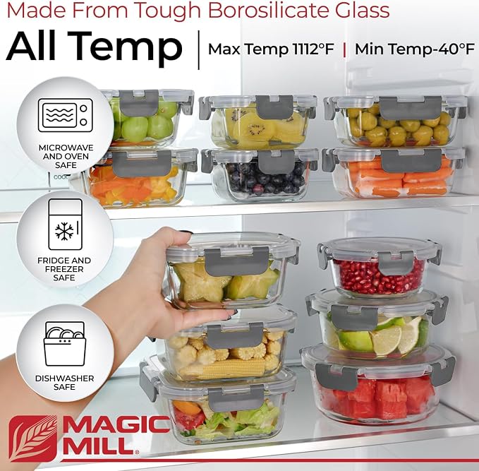 Magic Mill Premium Borosilicate Glass Food Storage Containers - Image 2