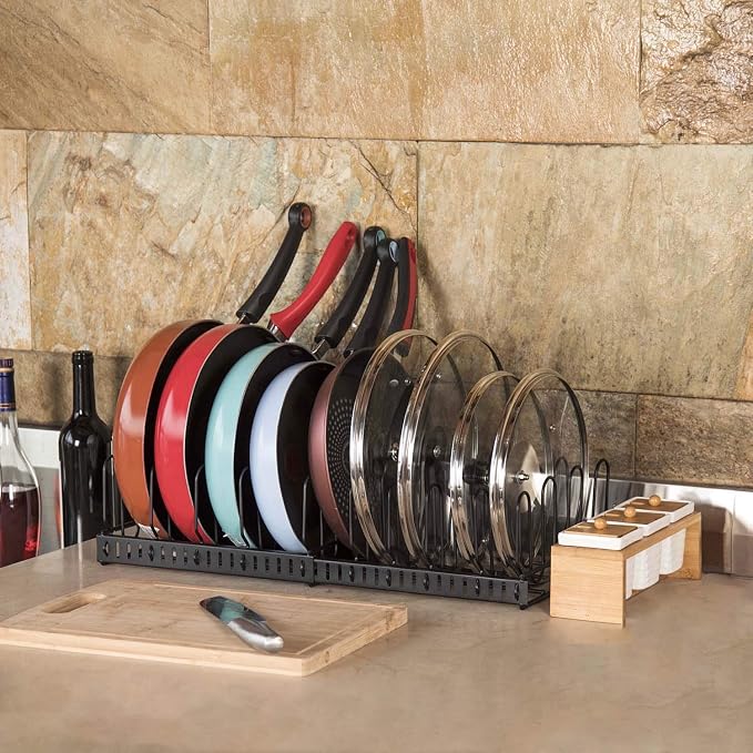 Expandable Food Container Lid Organizer, Large Capacity Adjustable 8 Dividers - Image 9