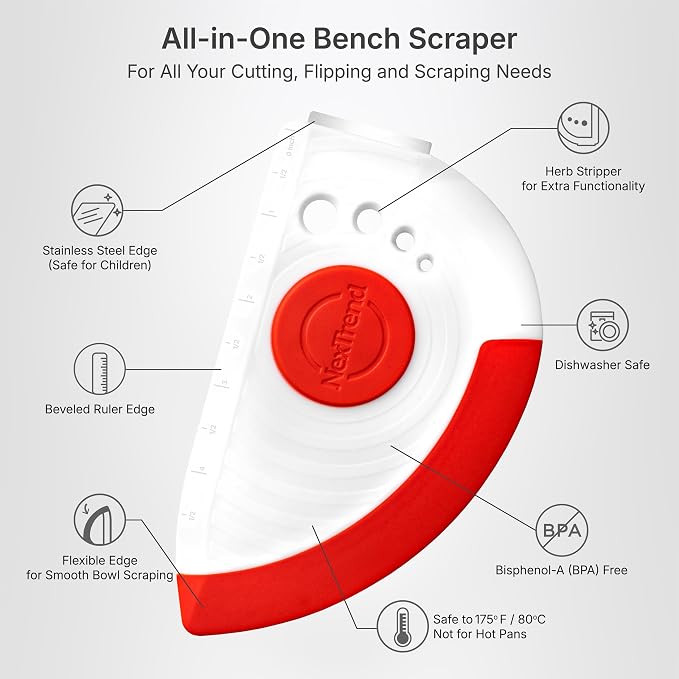 5-in-1 Dough Scraper & Flexible Bowl Scraper by Nextrend, Bread Scraper - Image 3