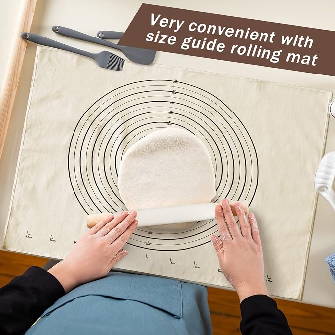 Tessco 6 Pieces Pastry Cloth and Rolling Pin Cover Set Includes 2 Pcs 25 x 20 - Image 5