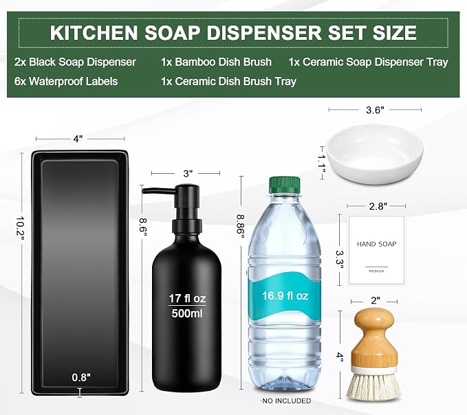 GMISUN Kitchen Soap Dispenser Set, 17 fl oz Dish Soap Dispenser - Image 3