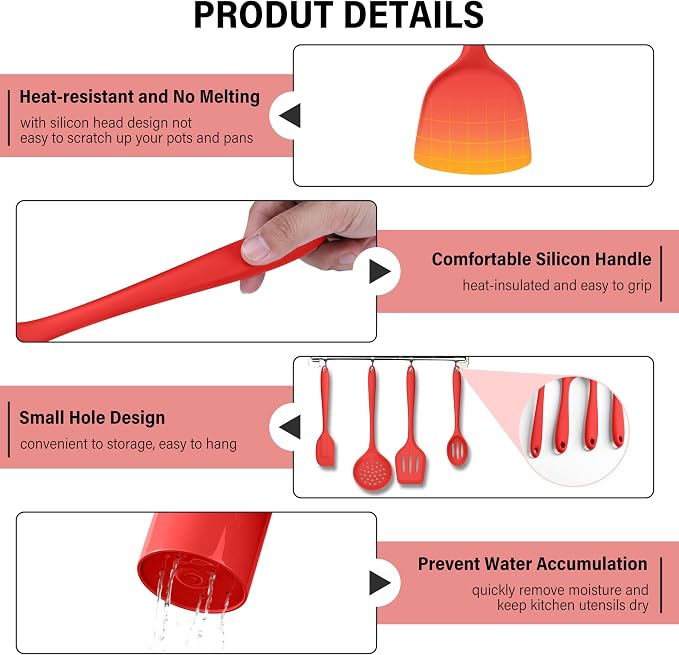 HaWare 11 PCS Silicone Cooking Utensils Set, Heat Resistant Kitchen Utensils - Image 4