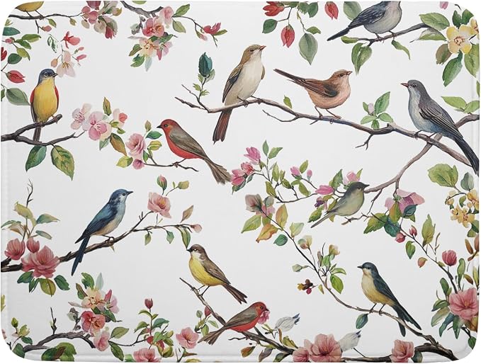 Spring Dish Drying Mat for Kitchen Counter Cute Birds Summer Holiday Microfiber by Unknown
