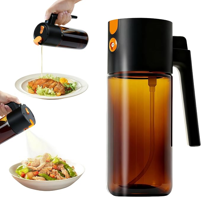 Olive Oil Spray Bottle Dispenser, 2-in-1 Glass Material Kitchen Cooking Oil by Keaixinyu