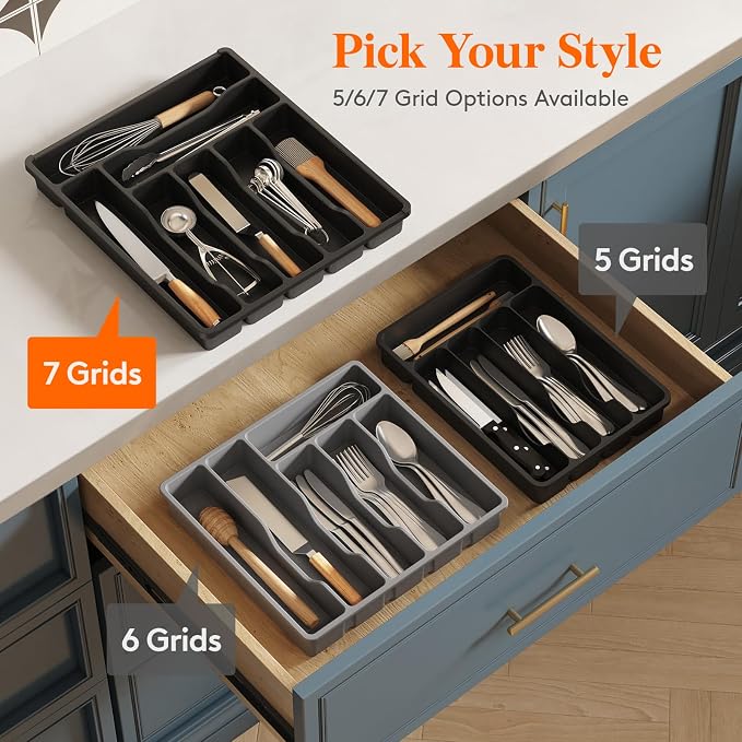 Lifewit Silverware Drawer Organizer Tray, Plastic Cutlery Storage - Image 8
