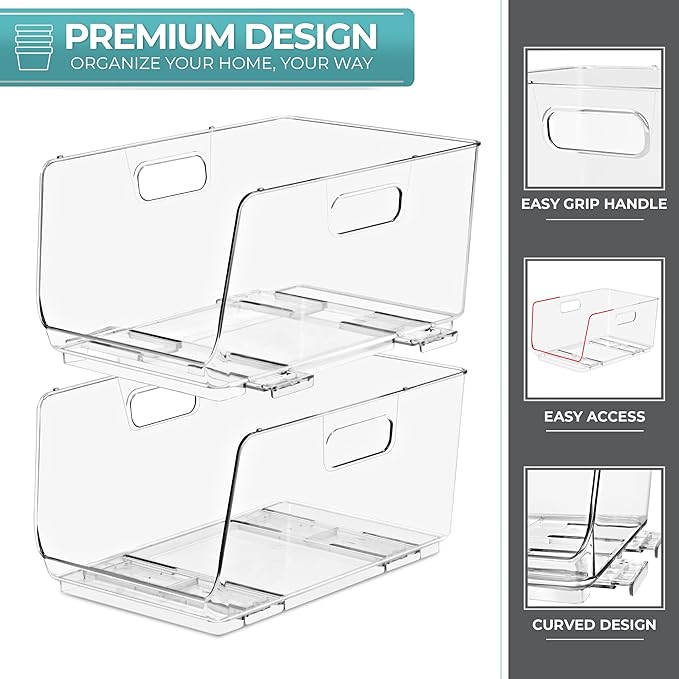 Sorbus Stackable Storage Bins Open Front - Image 6